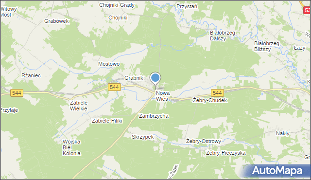 mapa Nowa Wieś, Nowa Wieś gmina Olszewo-Borki na mapie Targeo